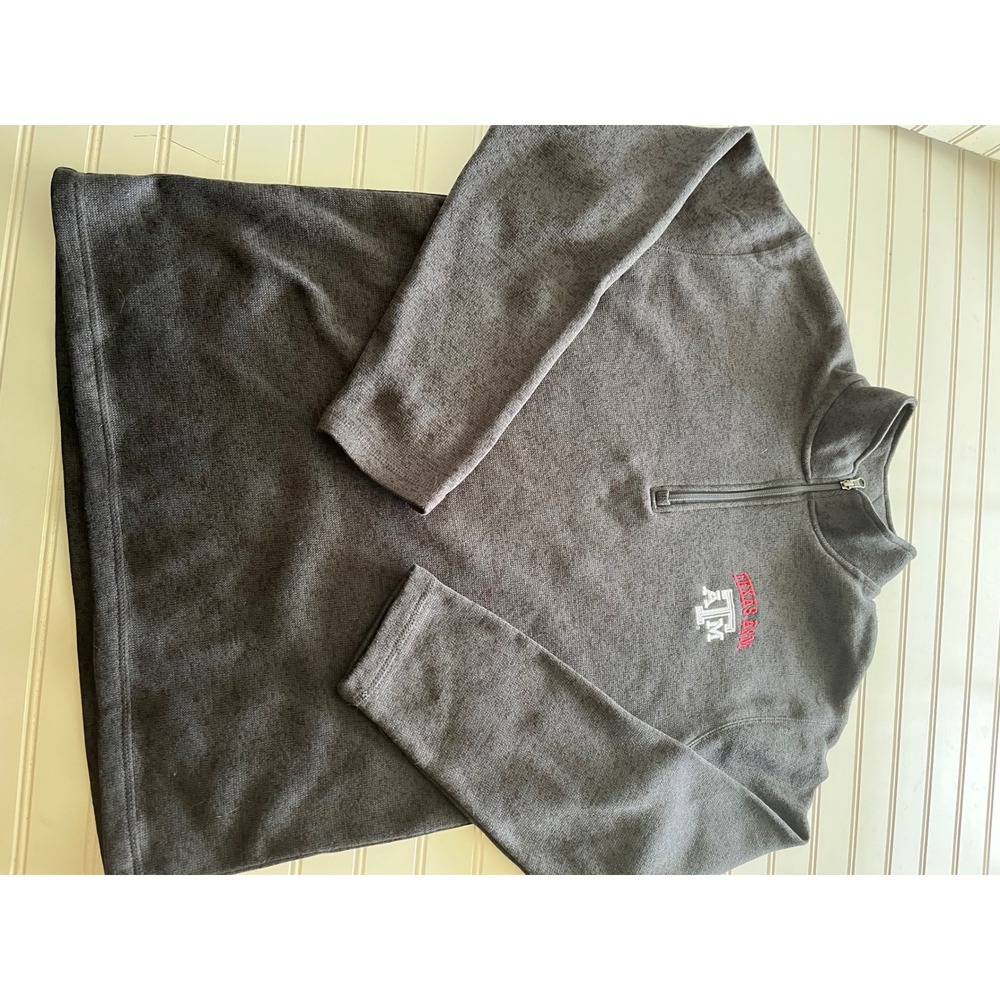 Hanes Texas A&M Aggies Quarter Zip Pullover Mens Medium Gray Fleece Sweater